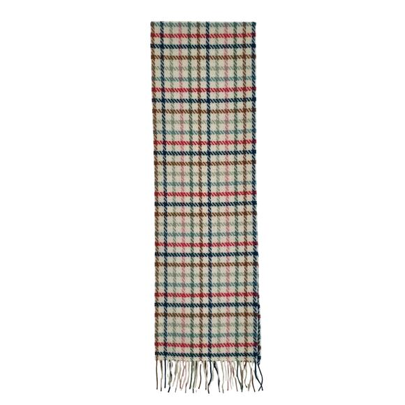 Coach Poppy Plaid Tattersall Fringe Muffler Wool Cashmere Oblong Knit Scarf Wrap - Picture 2 of 7